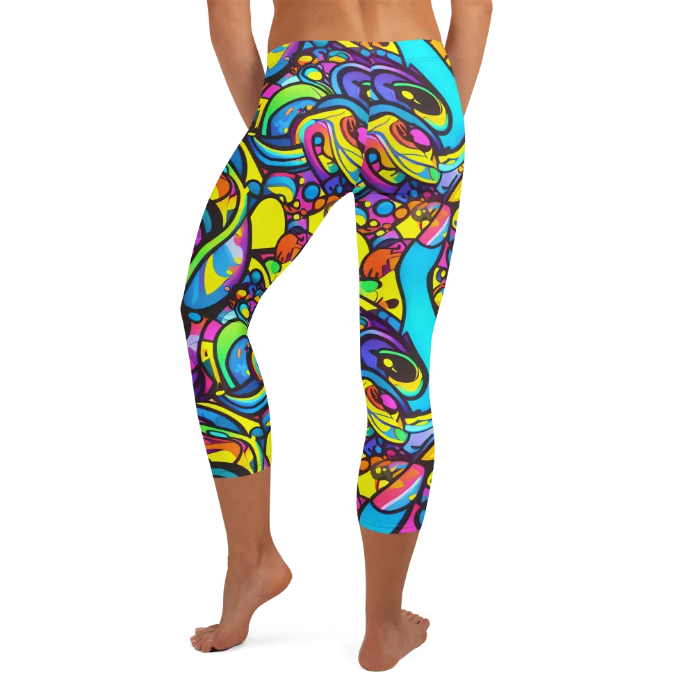 Kaleidoscopic Flow on Capri Leggings — Back