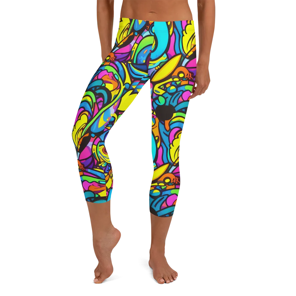 Kaleidoscopic Flow on Capri Leggings — Front