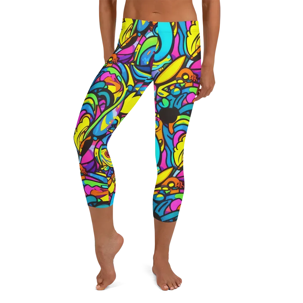 Kaleidoscopic Flow on Capri Leggings — Front