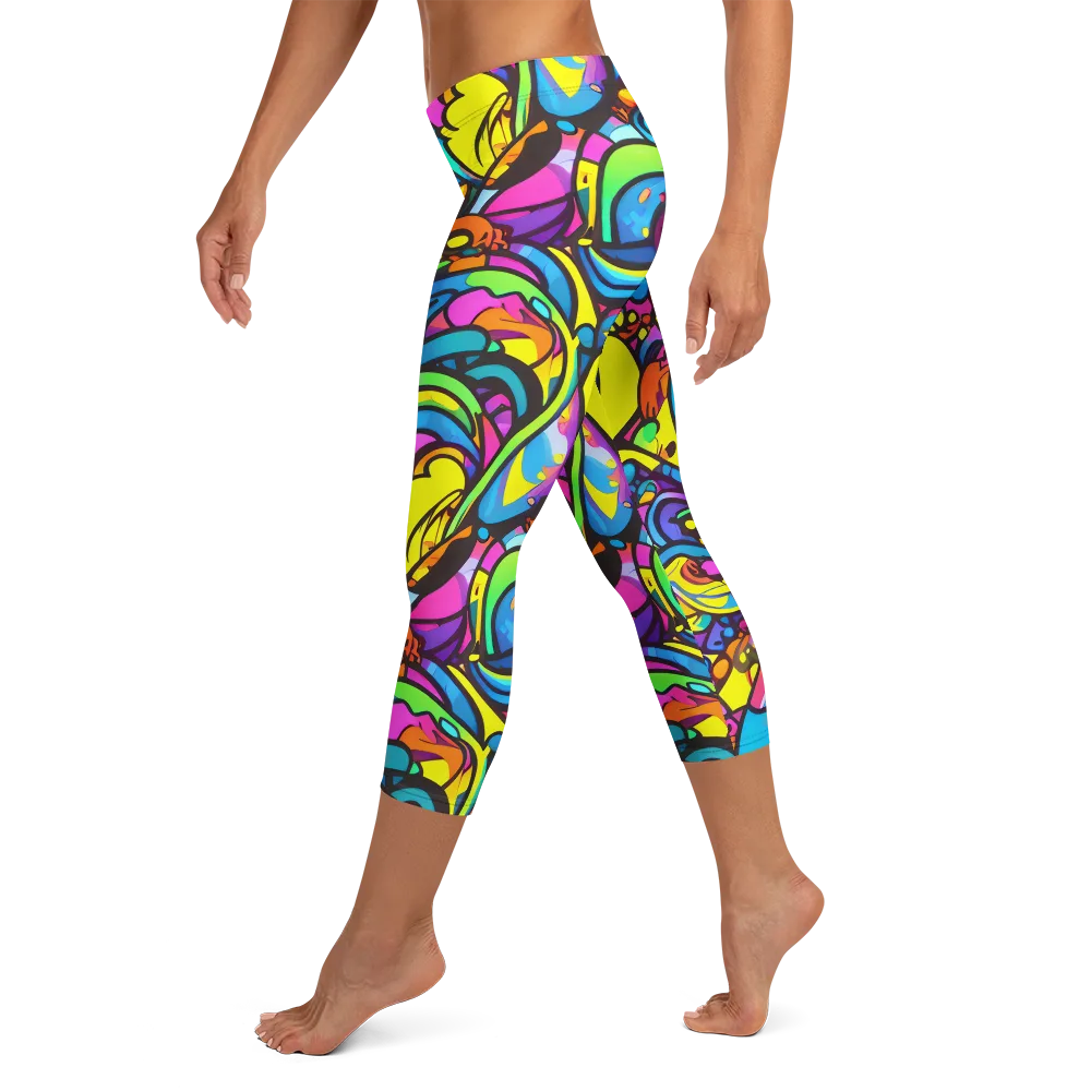 Kaleidoscopic Flow on Capri Leggings — Left