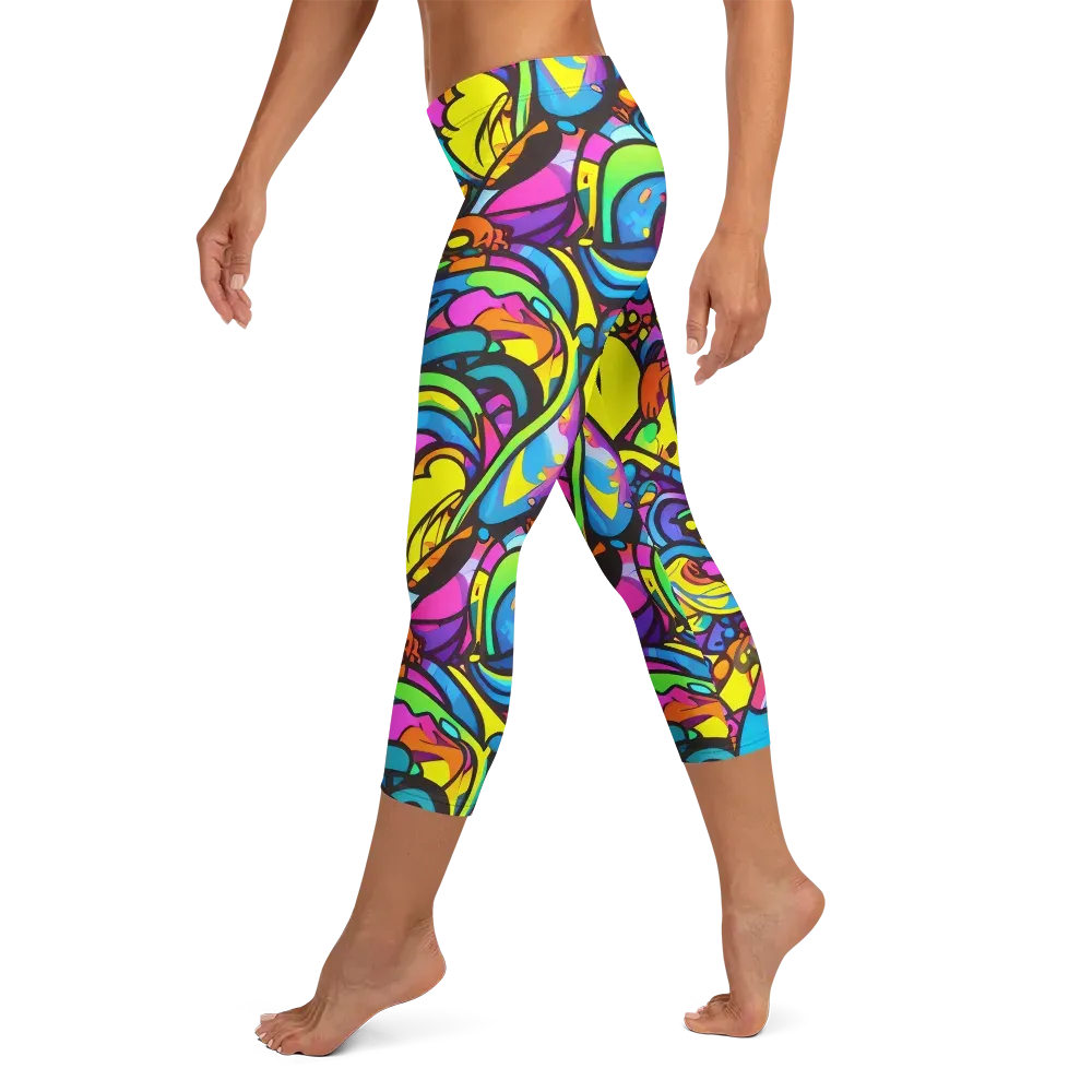 Kaleidoscopic Flow on Capri Leggings — Left