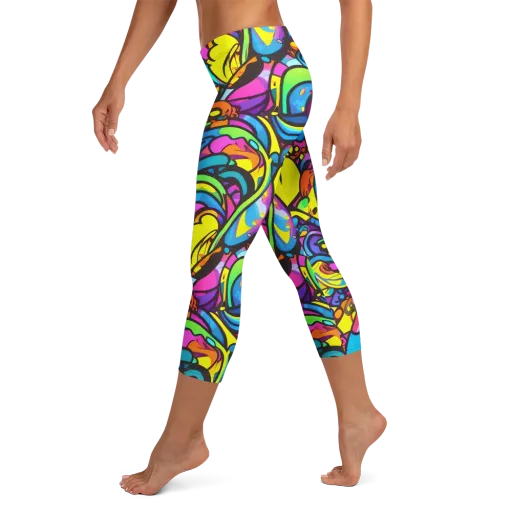 Kaleidoscopic Flow on a Capri Leggings