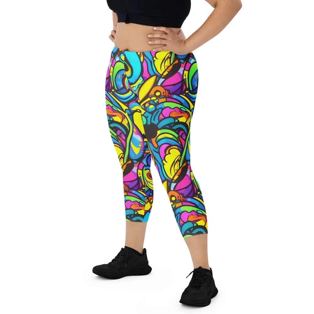 Kaleidoscopic Flow on Capri Leggings — Front