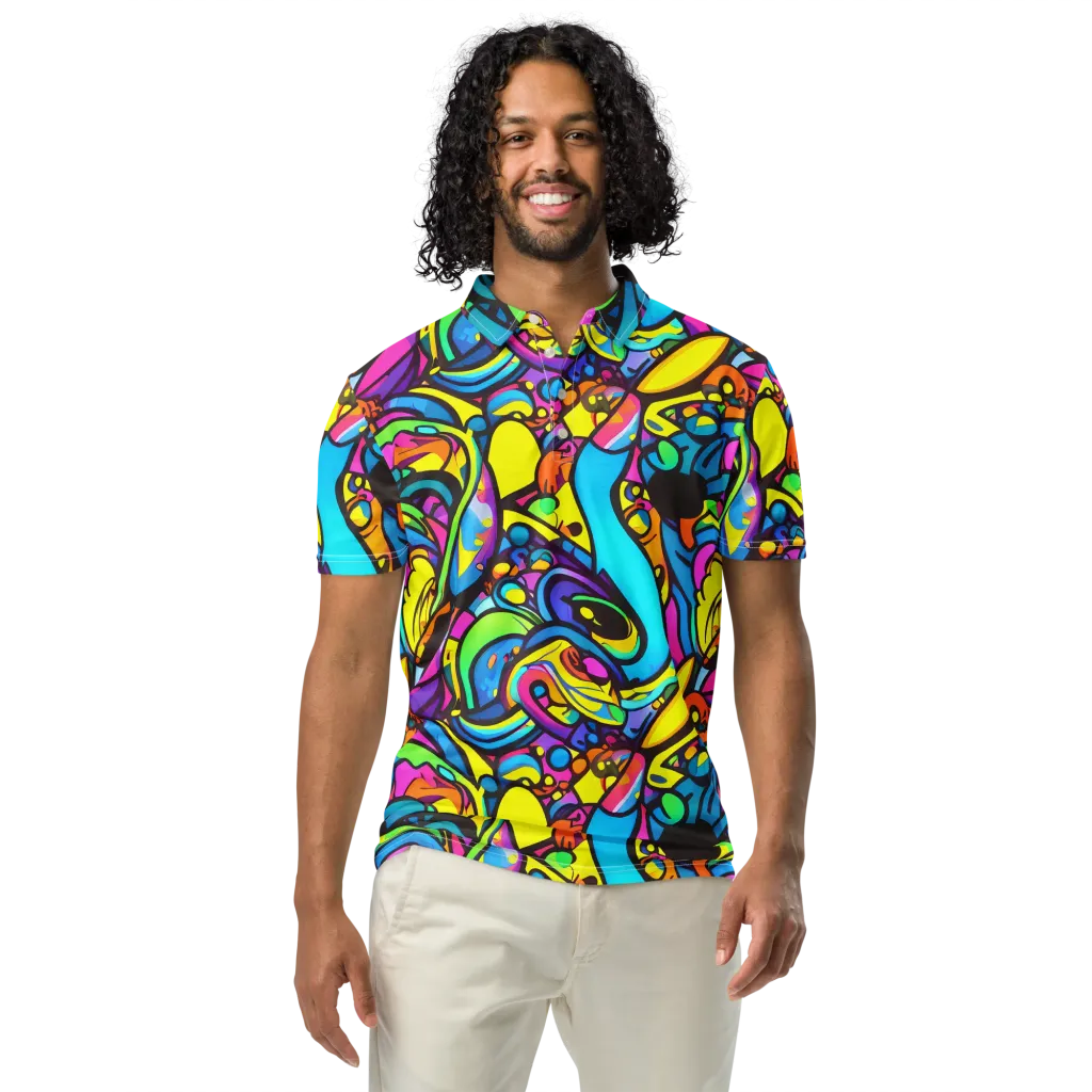 Kaleidoscopic Flow on Men's Slim Fit Polo Shirt — Front