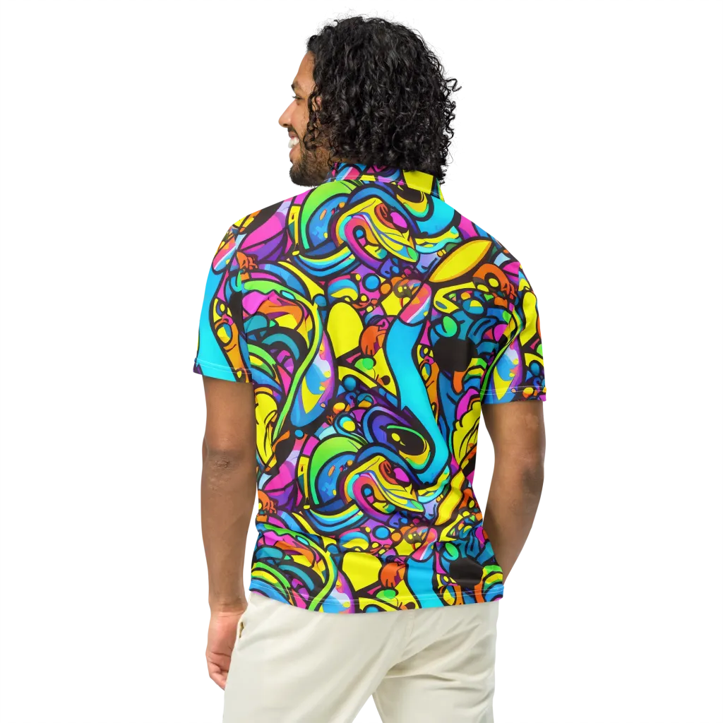 Kaleidoscopic Flow on Men's Slim Fit Polo Shirt — Back