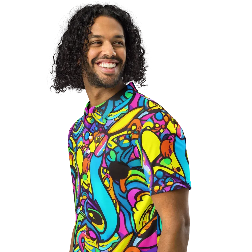 Kaleidoscopic Flow on Men's Slim Fit Polo Shirt — Left Front