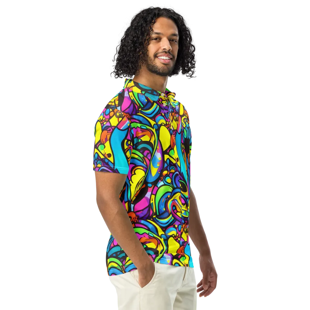 Kaleidoscopic Flow on Men's Slim Fit Polo Shirt — Right Front