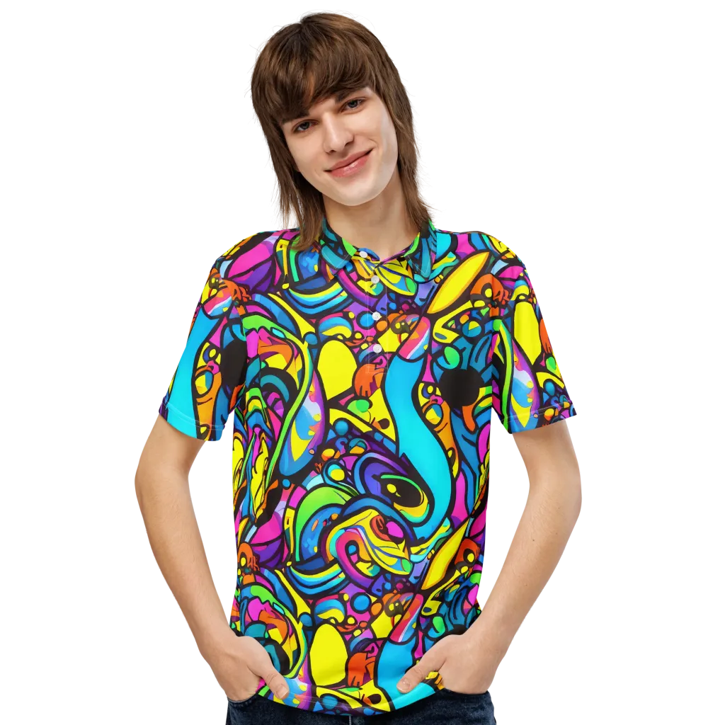 Kaleidoscopic Flow on Men's Slim Fit Polo Shirt — Front