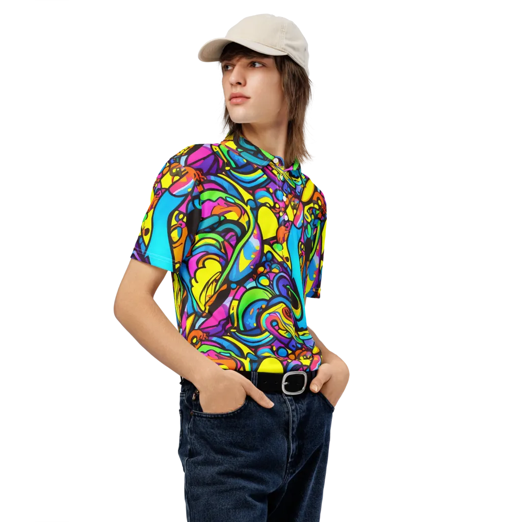 Kaleidoscopic Flow on Men's Slim Fit Polo Shirt — Right Front