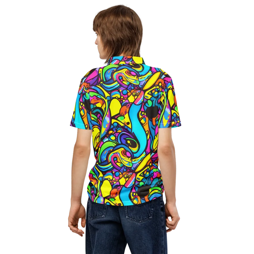 Kaleidoscopic Flow on Men's Slim Fit Polo Shirt — Back