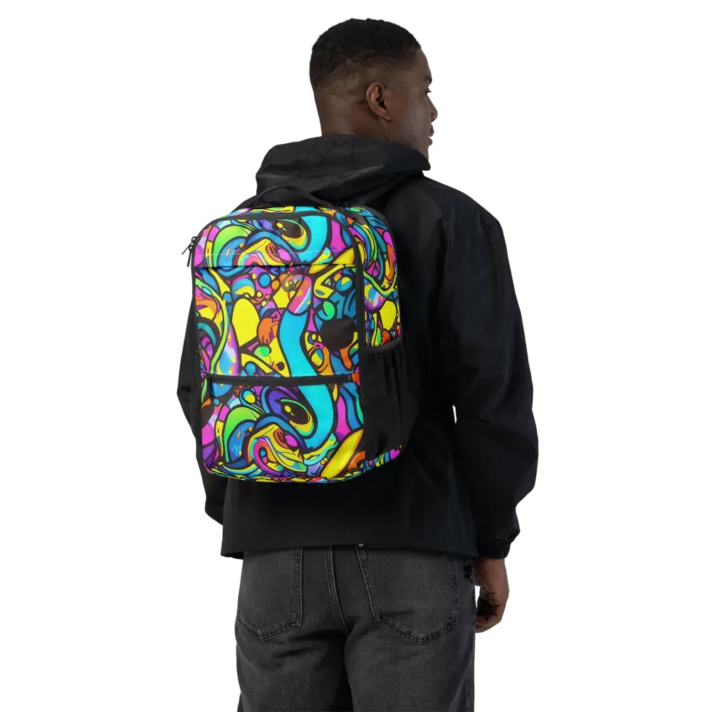 Kaleidoscopic Flow on Utility Backpack — Back