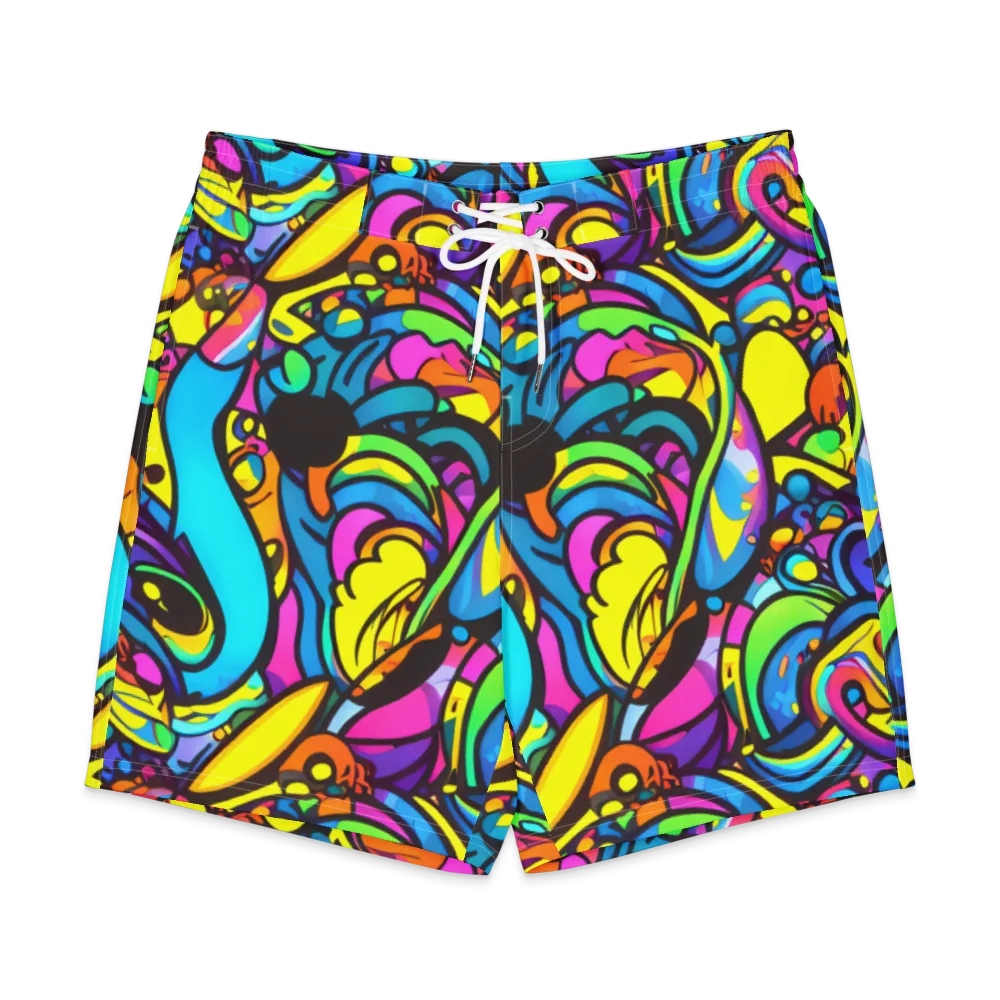 Kaleidoscopic Flow on Men's Board Shorts — Front