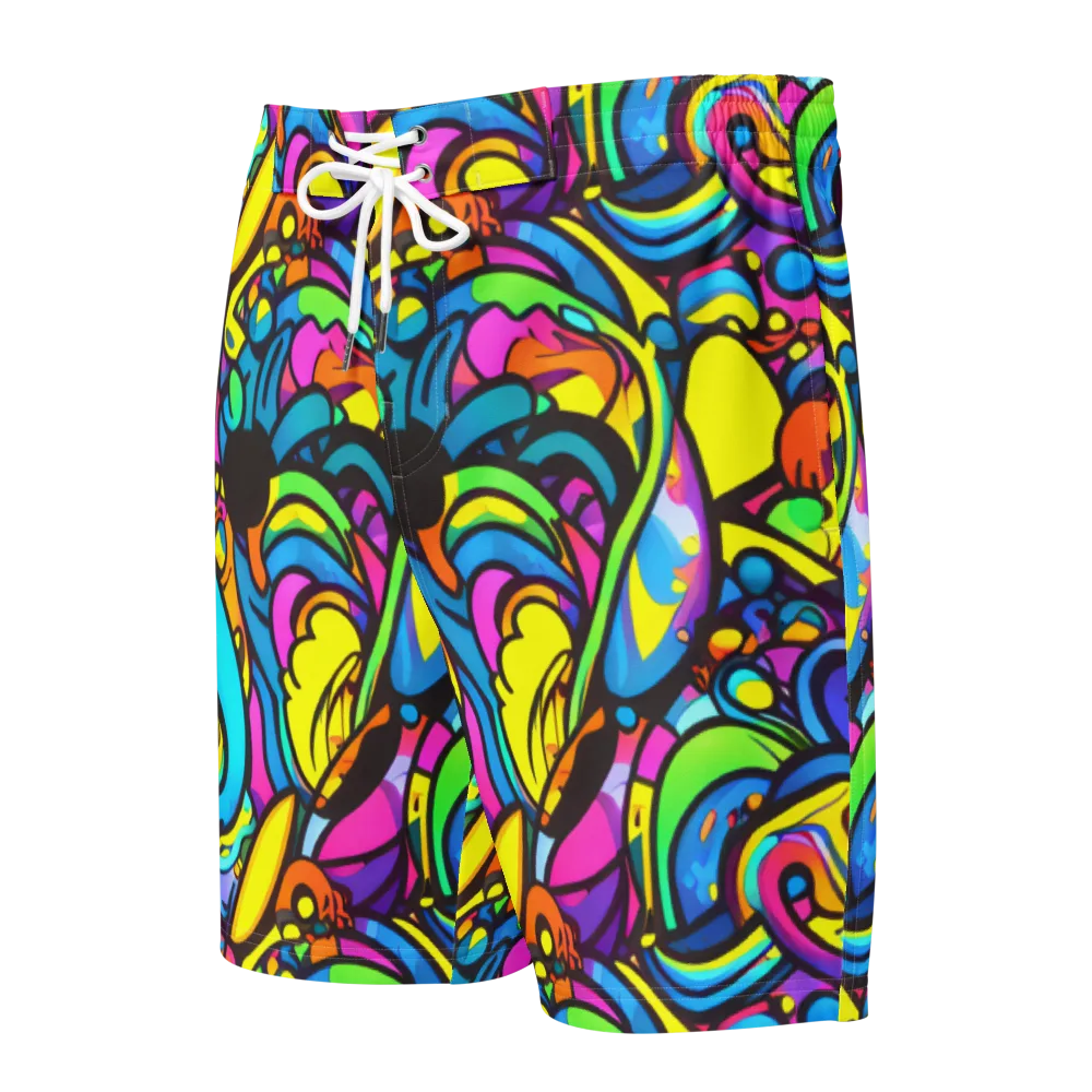 Kaleidoscopic Flow on Men's Board Shorts — Front