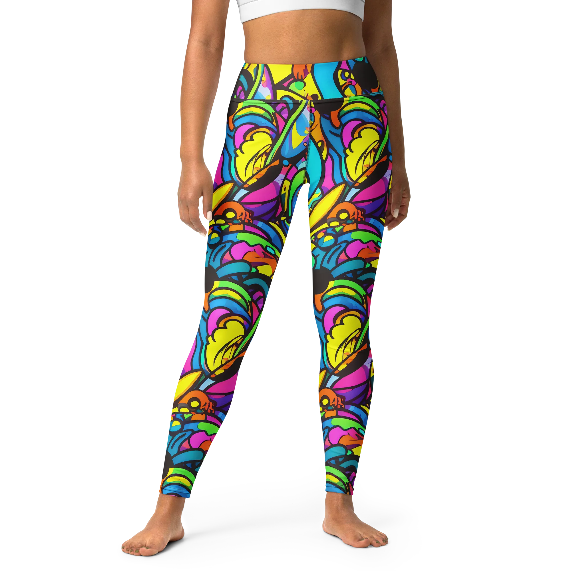 Kaleidoscopic Flow on Yoga Leggings — Front