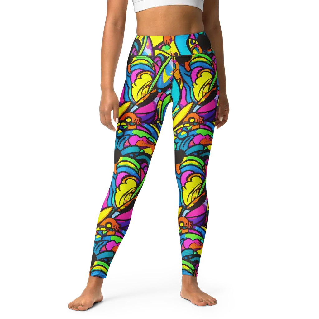 Kaleidoscopic Flow on Yoga Leggings — Front