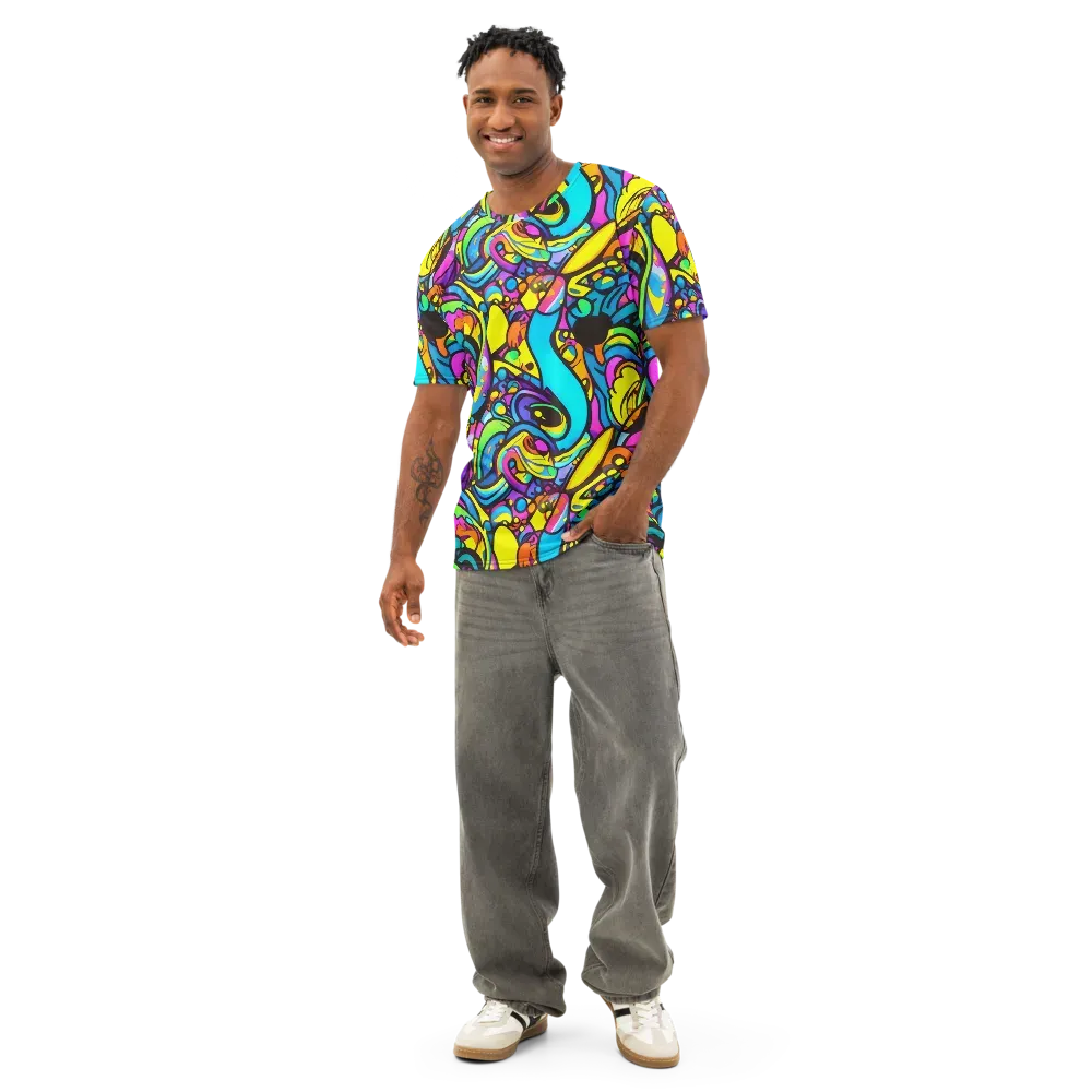 Kaleidoscopic Flow on Men's Cotton Crew Neck T-Shirt — Front