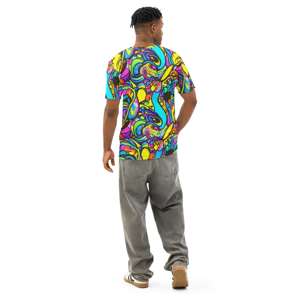 Kaleidoscopic Flow on Men's Cotton Crew Neck T-Shirt — Back