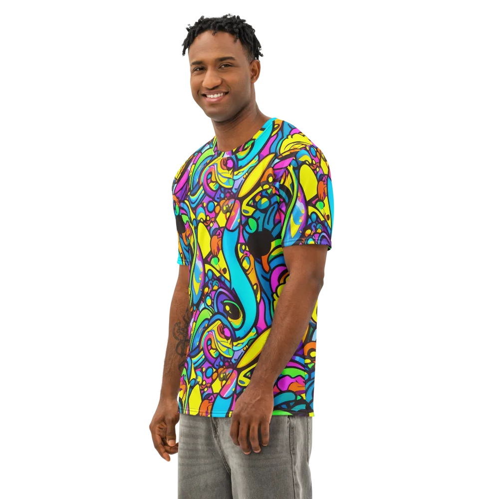 Kaleidoscopic Flow on Men's Cotton Crew Neck T-Shirt — Left Front