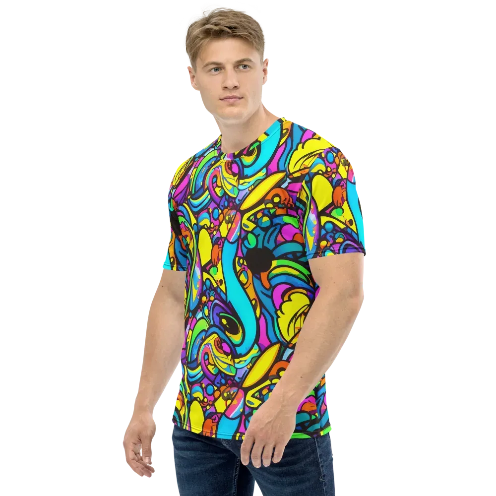 Kaleidoscopic Flow on Men's Crew Neck T-Shirt — Left