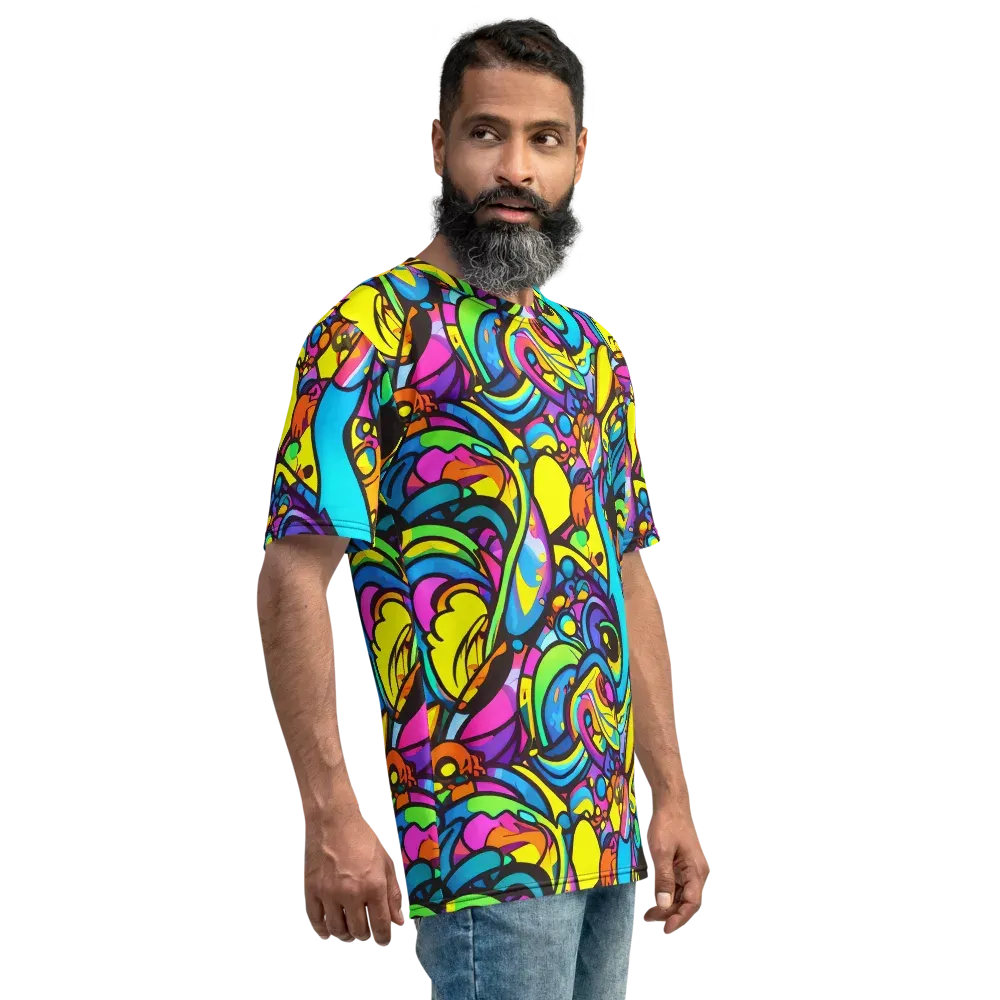 Kaleidoscopic Flow on Men's Crew Neck T-Shirt — Right