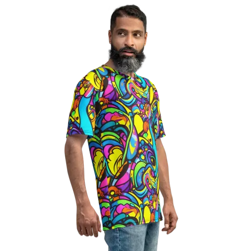 Kaleidoscopic Flow on a Men's Crew Neck T-Shirt