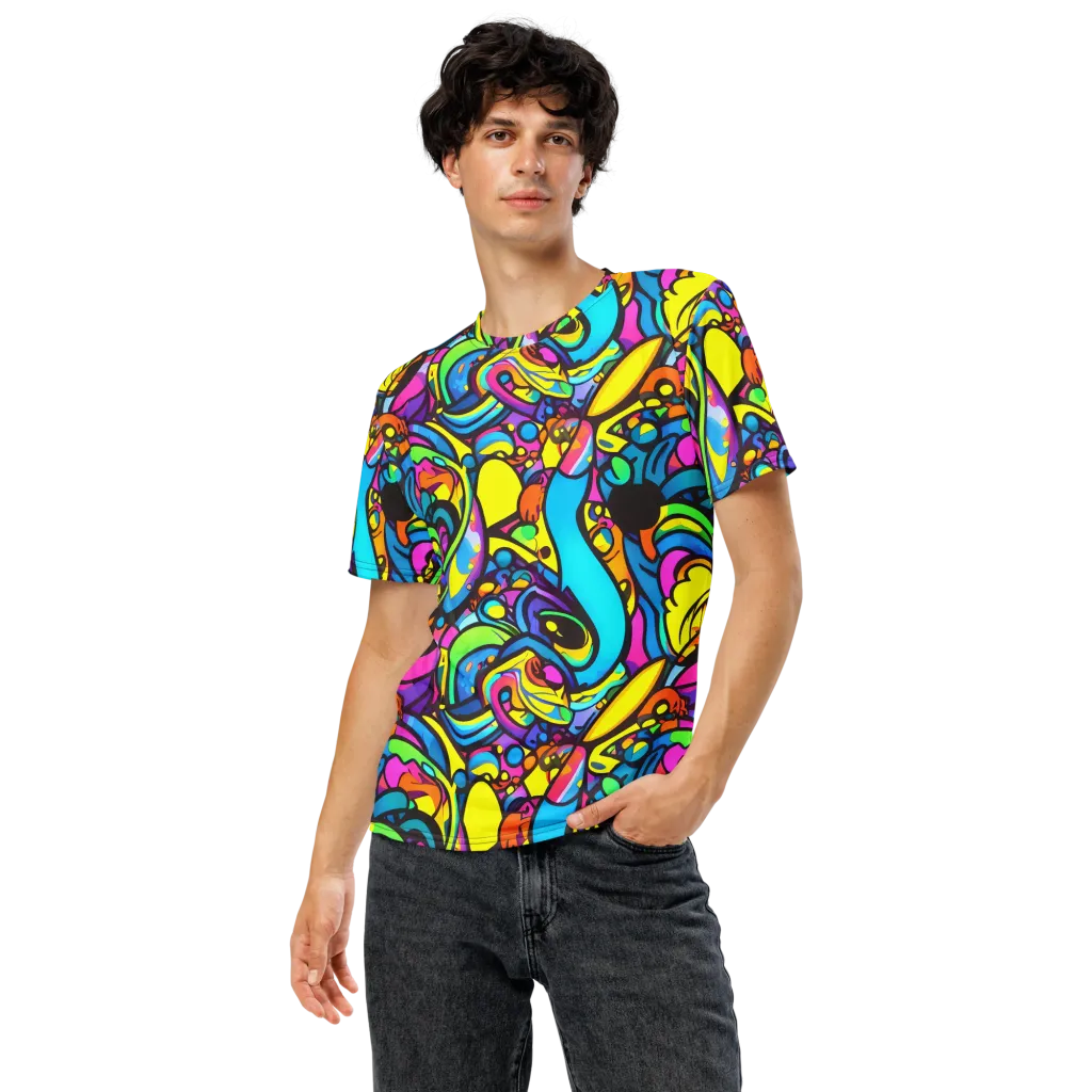 Kaleidoscopic Flow on Men's Crew Neck T-Shirt — Front