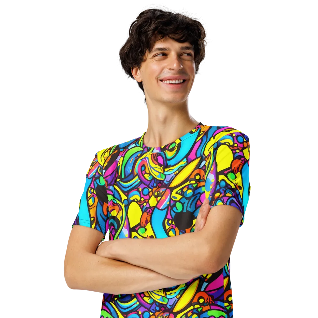 Kaleidoscopic Flow on Men's Crew Neck T-Shirt — Left Front