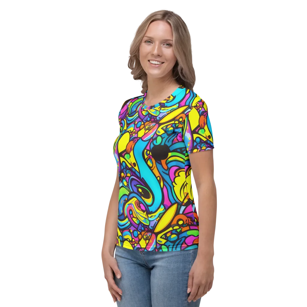 Kaleidoscopic Flow on Women's Crew Neck T-Shirt — Left