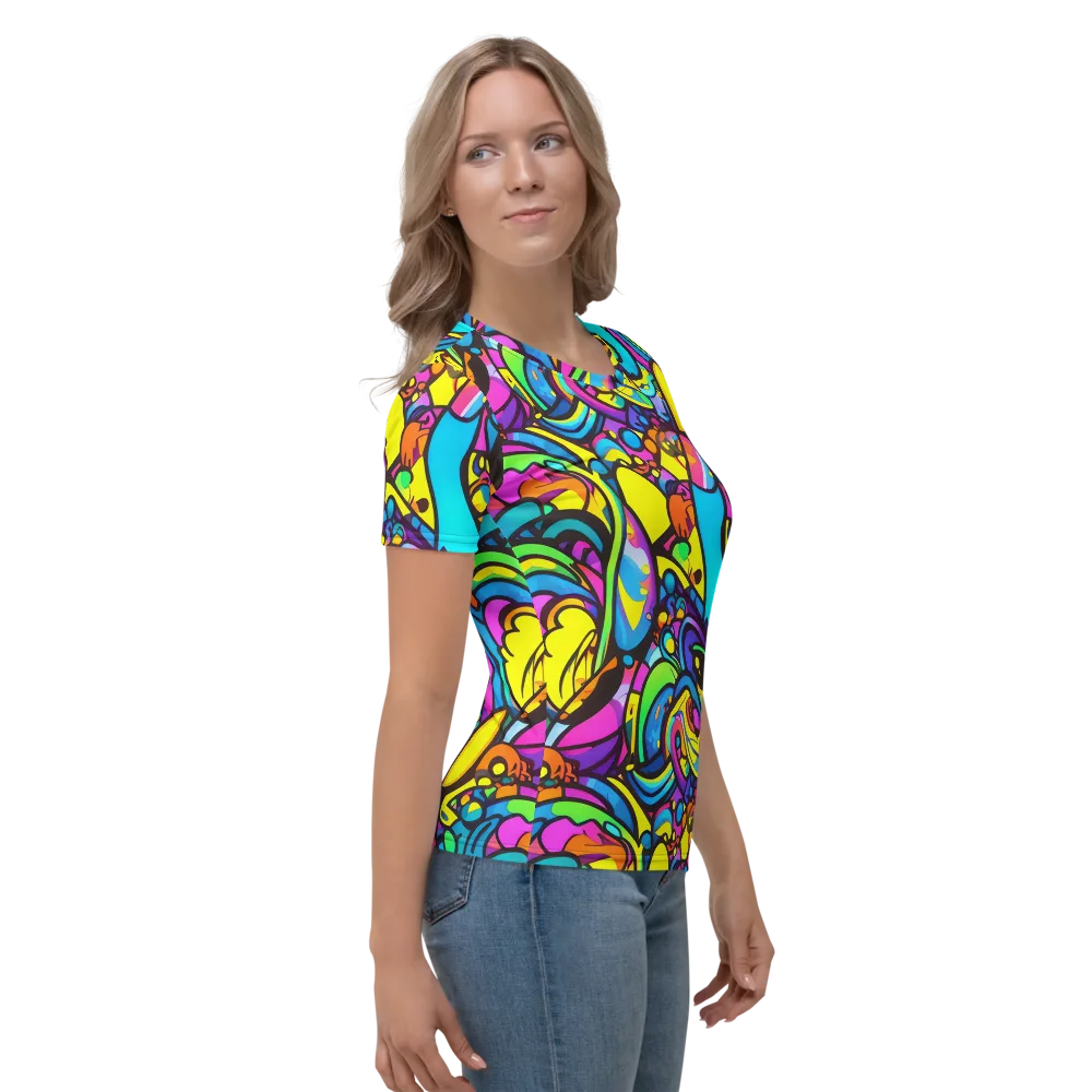 Kaleidoscopic Flow on Women's Crew Neck T-Shirt — Right