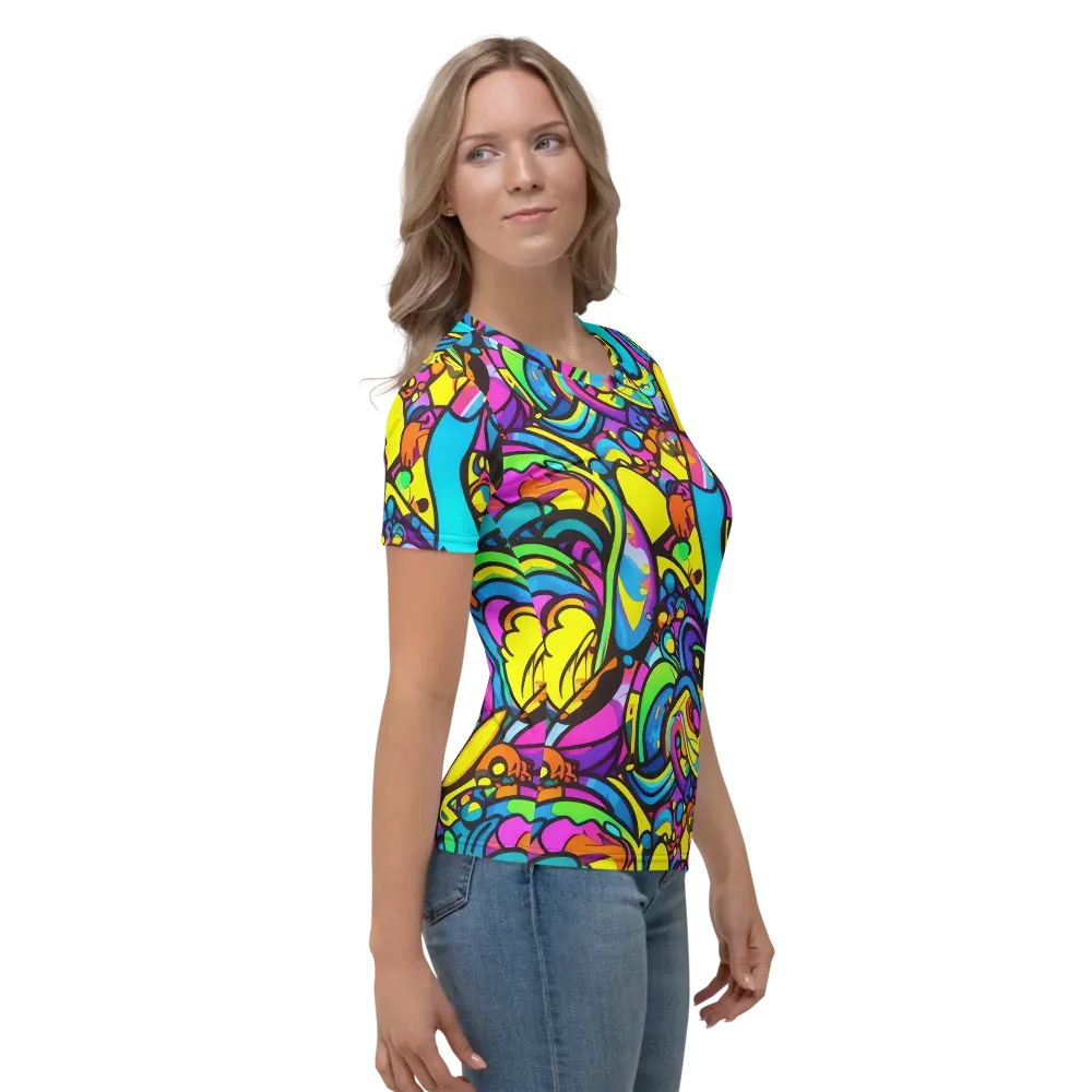Kaleidoscopic Flow on Women's Crew Neck T-Shirt — Right
