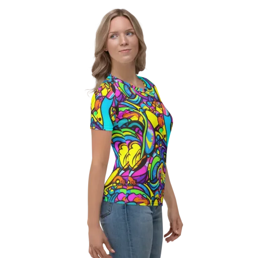 Kaleidoscopic Flow on a Women's Crew Neck T-Shirt