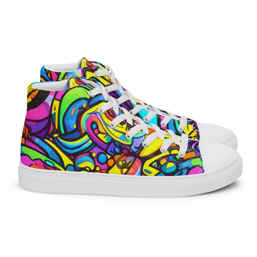 Kaleidoscopic Flow on Women's High Top Canvas Shoes — Right