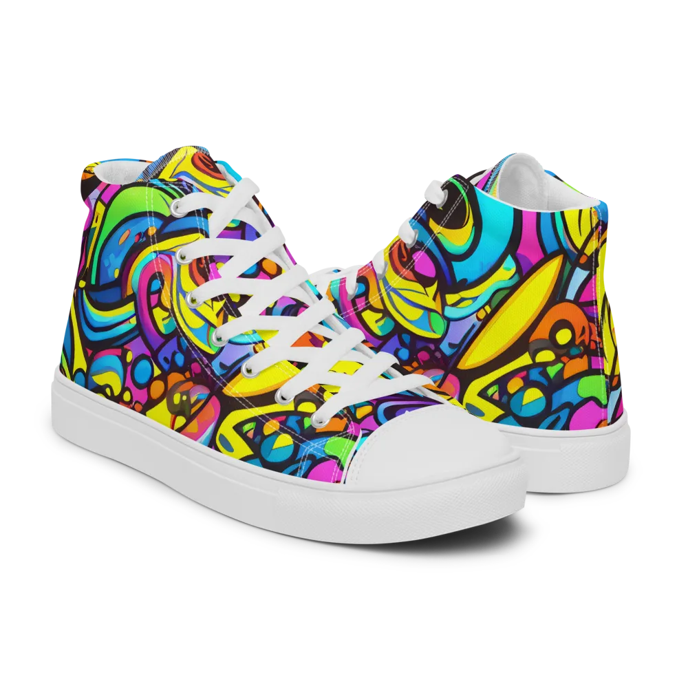 Kaleidoscopic Flow on Women's High Top Canvas Shoes — Right