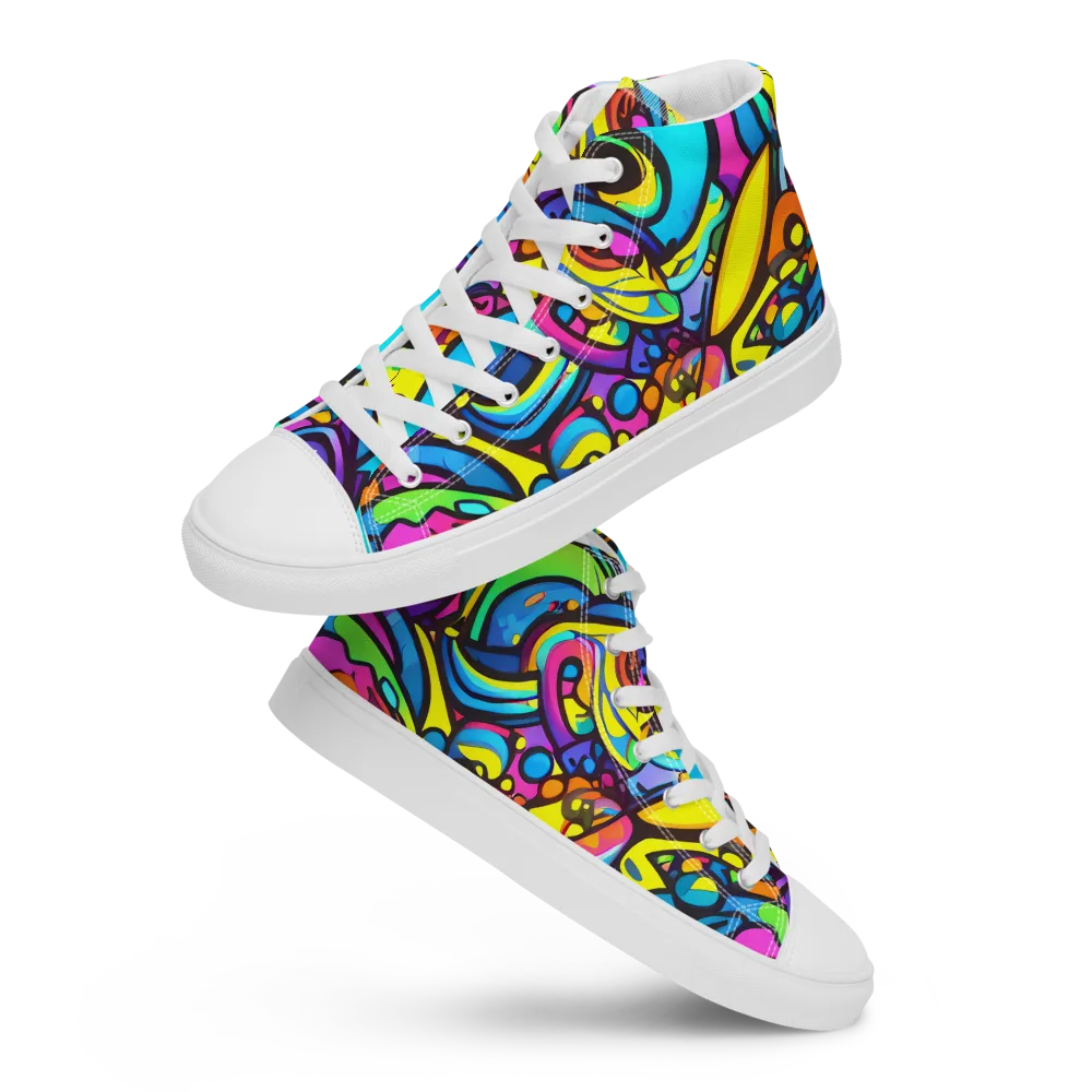Kaleidoscopic Flow on Women's High Top Canvas Shoes — Front