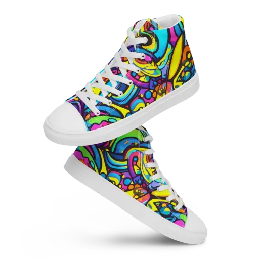 Kaleidoscopic Flow on a Women's High Top Canvas Shoes