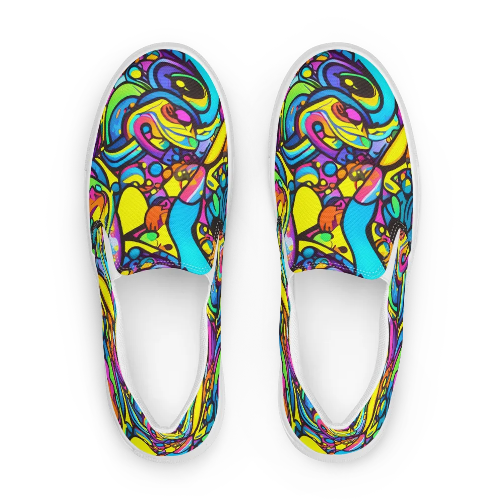Kaleidoscopic Flow on Men's Slip-On Canvas Shoes — Front