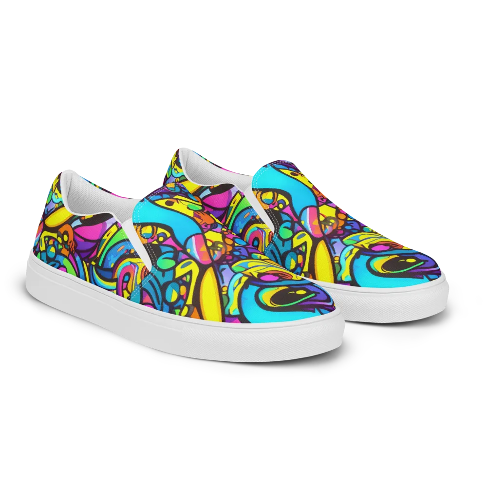 Kaleidoscopic Flow on Men's Slip-On Canvas Shoes — Right Front