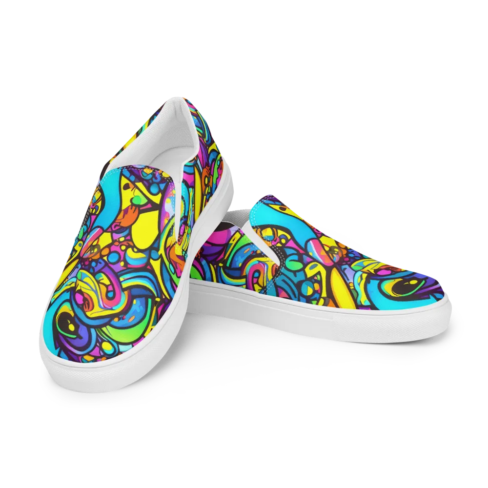 Kaleidoscopic Flow on Men's Slip-On Canvas Shoes — Left Front
