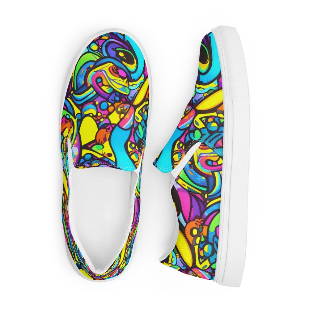 Kaleidoscopic Flow on Men's Slip-On Canvas Shoes — Front