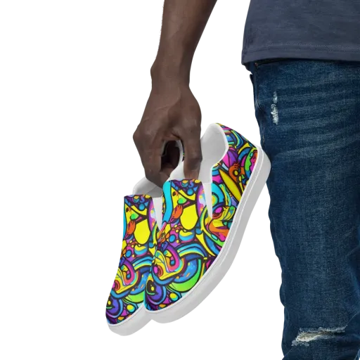 Kaleidoscopic Flow on a Men's Slip-On Canvas Shoes