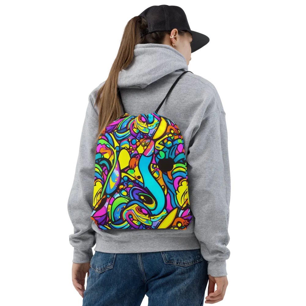Kaleidoscopic Flow on Drawstring Bag — Front