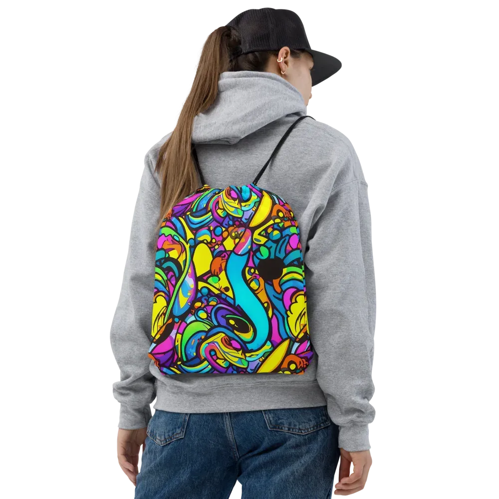 Kaleidoscopic Flow on Drawstring Bag — Front