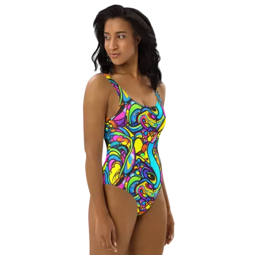 Kaleidoscopic Flow on a One-Piece Swimsuit
