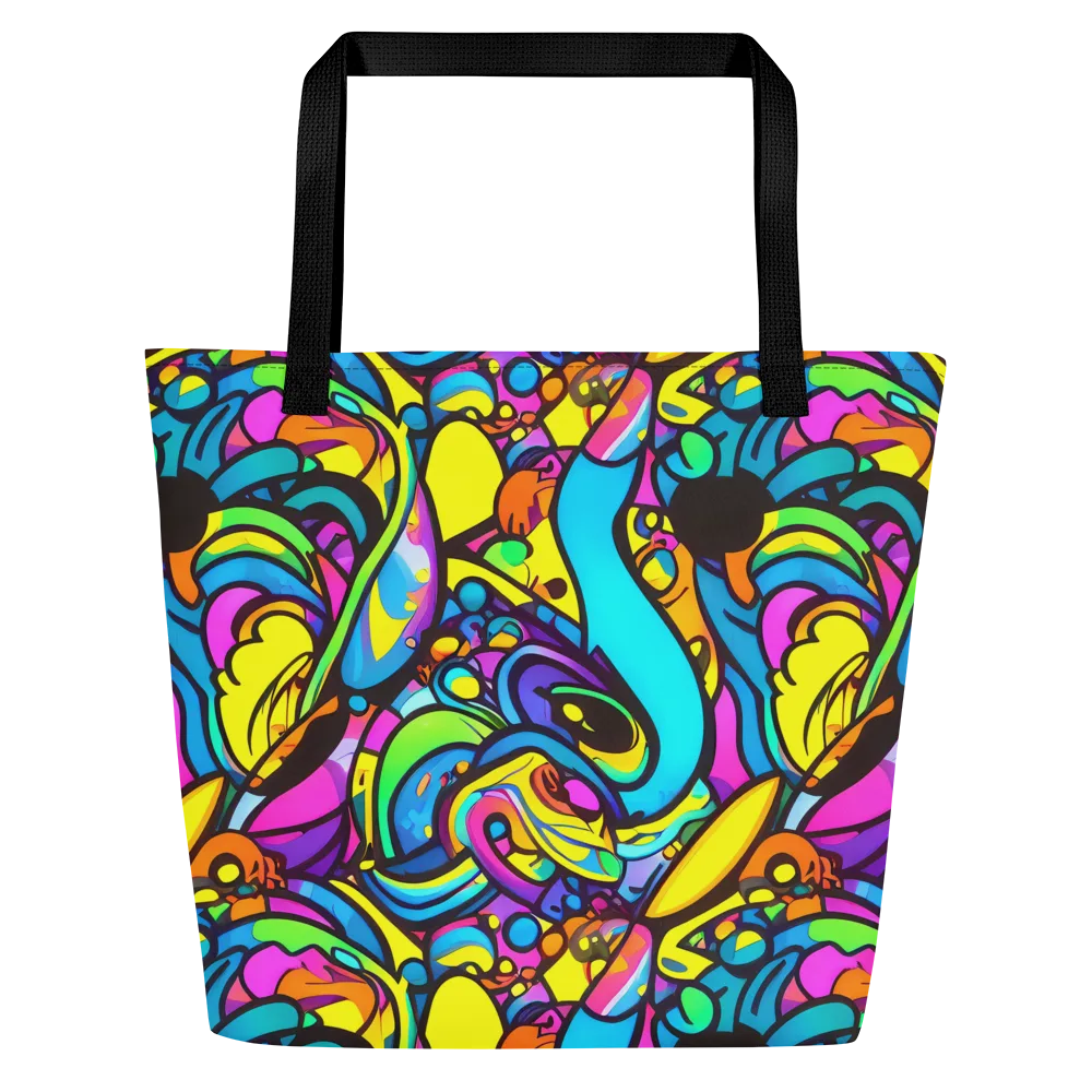 Kaleidoscopic Flow on Large Tote Bag W/ Pocket — Front