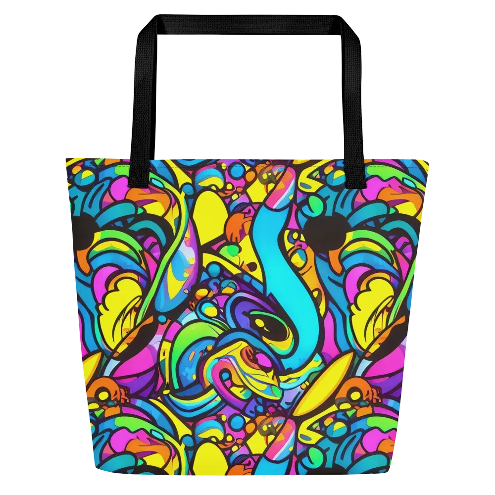 Kaleidoscopic Flow on Large Tote Bag W/ Pocket — Front