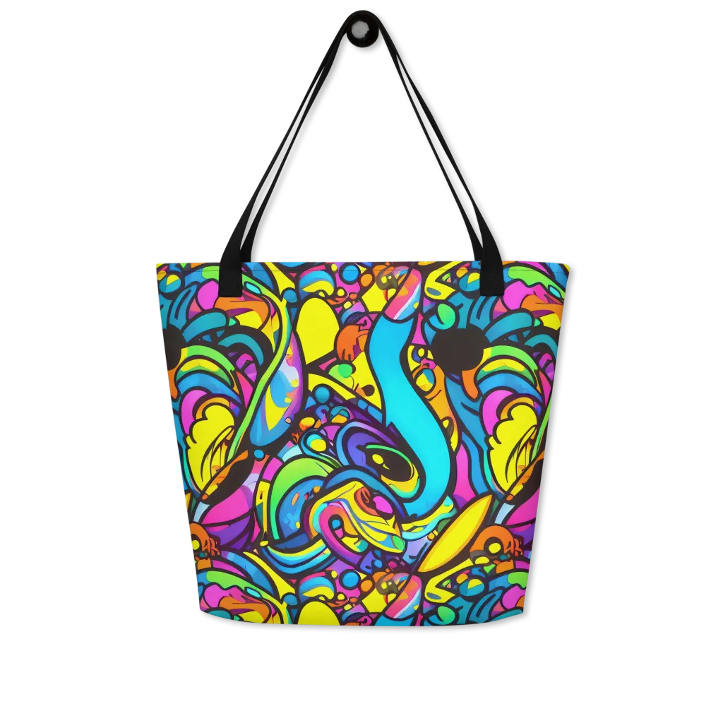 Kaleidoscopic Flow on Large Tote Bag W/ Pocket — Front