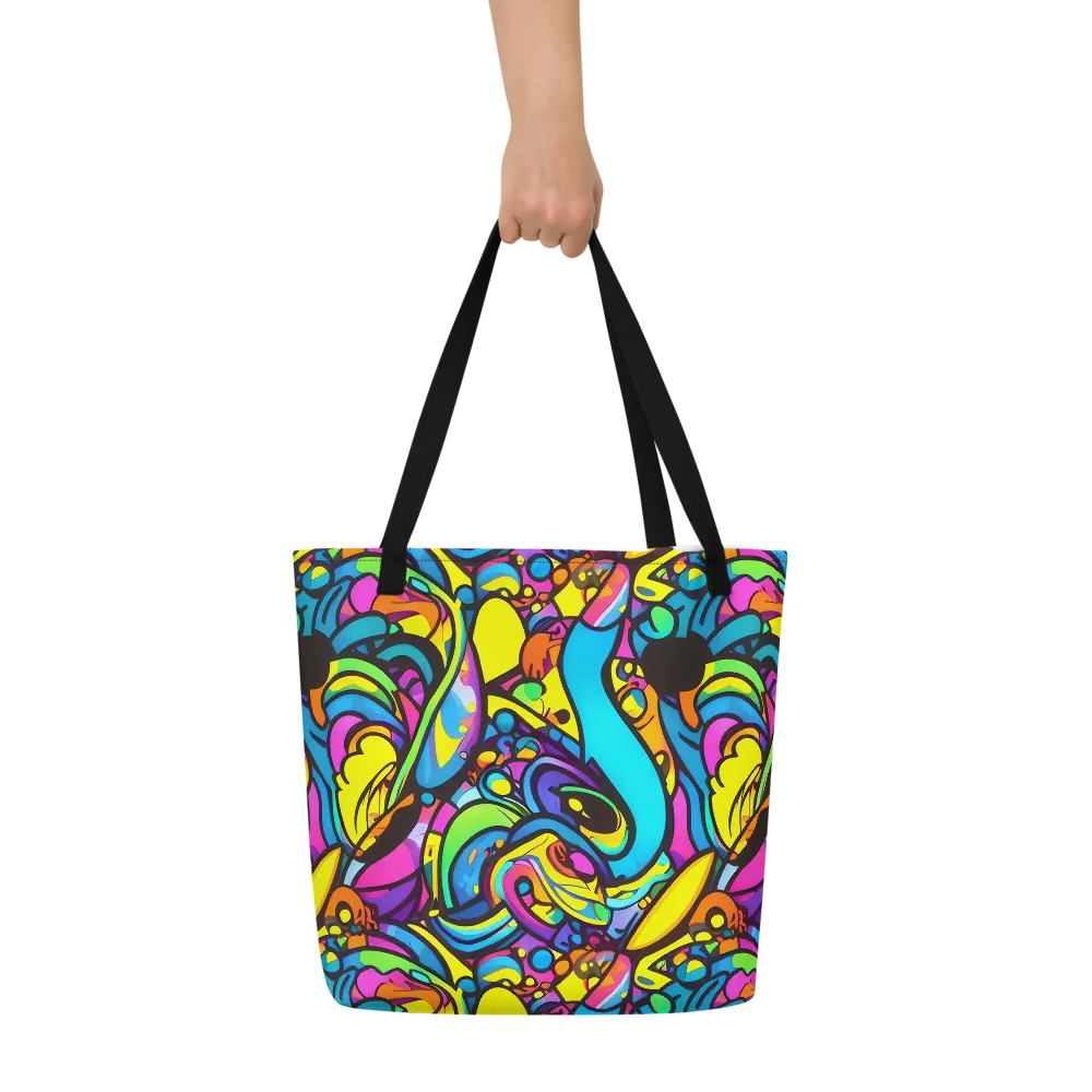 Kaleidoscopic Flow on Large Tote Bag W/ Pocket — Front