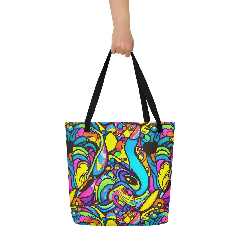 Kaleidoscopic Flow on Large Tote Bag W/ Pocket — Front
