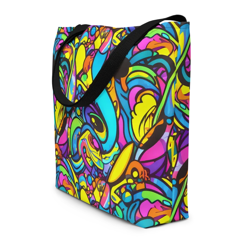 Kaleidoscopic Flow on Large Tote Bag W/ Pocket — Front