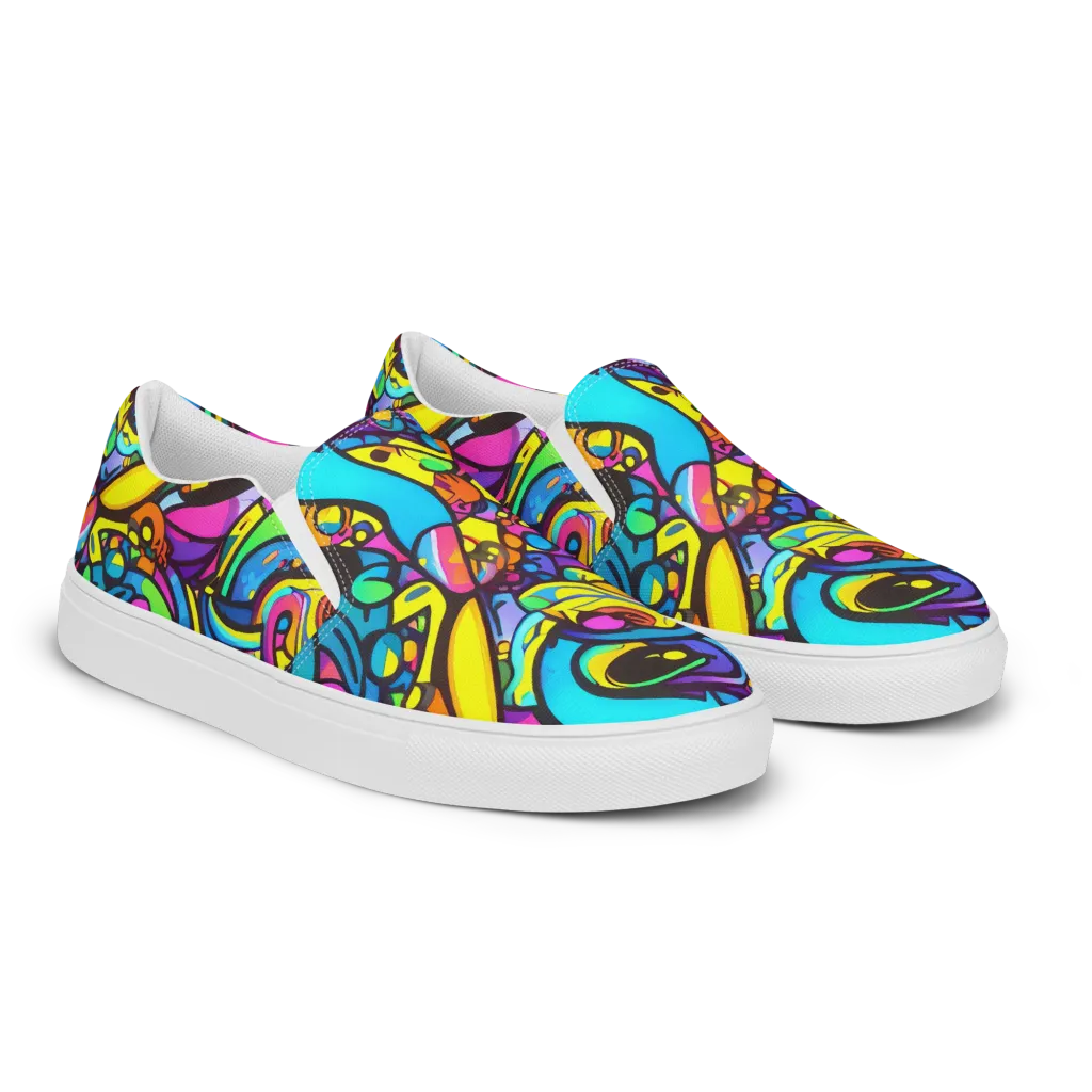 Kaleidoscopic Flow on Women's Slip-On Canvas Shoes — Right Front